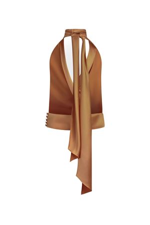 Top halter in raso lucido bronzo THE ANDAMANE | TM190958ATNP229BRONZE